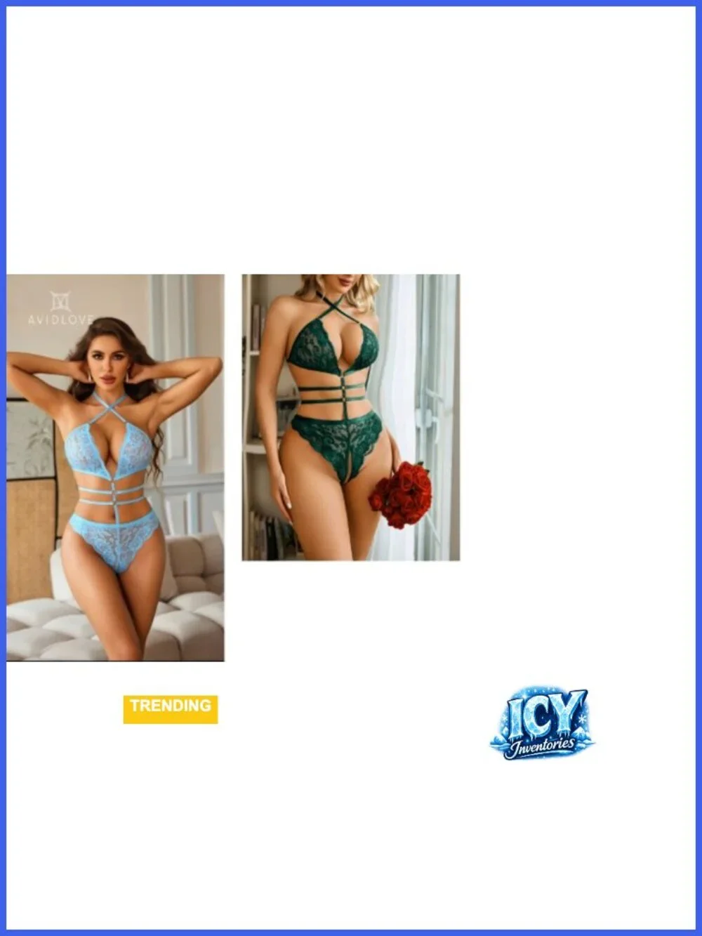Deep V Lace Teddy Bodysuit One Piece Cut Out Halter Lingerie